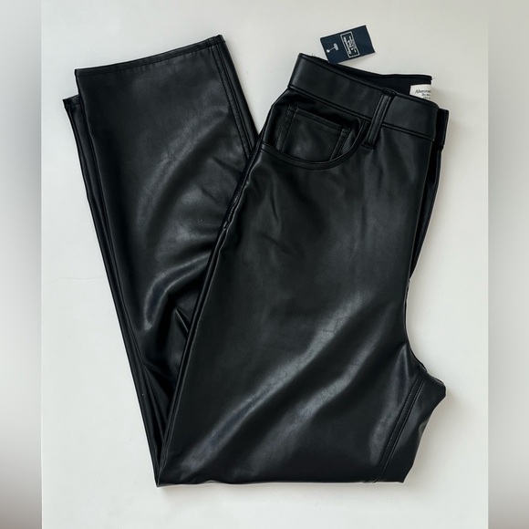 Abercrombie & Fitch The Ankle Straight Ultra High Rise faux leather pants 29 NEW - Picture 7 of 8